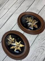 Flora Hawaii 24K Gold Encased Orchid Fern  Art  Dome Glass WoodFrame VTG... - $68.31