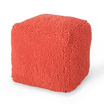 Sunny Coral Microfiber Square Pouf Ottoman &amp; Floor Cushion - $1,480.57 MXN