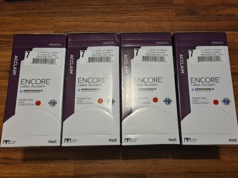 200-Pairs Encore Latex Acclaim DermaShield Powder Free Latex Surgical Gl... - $122.49