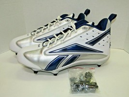 Reebok NFL Equipment Play Dry Football Cleats Mens Size 17 Silver &amp; Blue RBK - £27.09 GBP