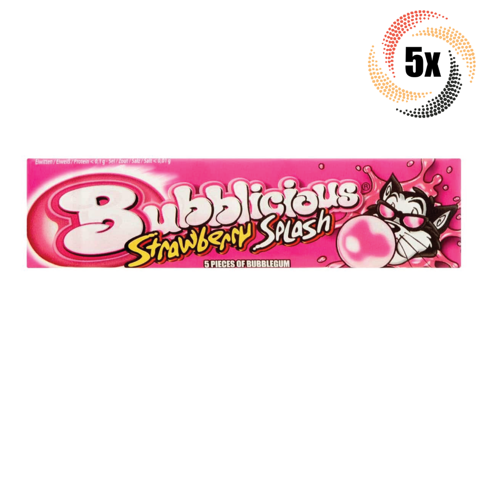 5x Packs Bubblicious Strawberry Splash Flavor Bubble Gum | 5 Pieces Per Pack - $12.92