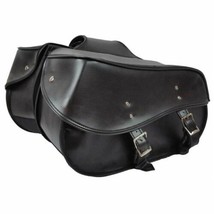 Motorcycle Saddle Bag Biker Leather Luggage Large 2 Strap Plain Bags - £101.97 GBP