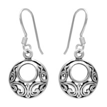 Openwork Geometric 925 Silver Fish Hook Earrings - £18.51 GBP