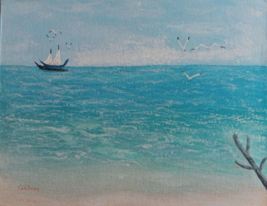 Original Seascape Sailboats Painting On Canvas Art Direct From Signed by Artist - £14.23 GBP