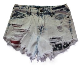 Women&#39;s 2/26 Mossimo Denim Stars Striped Flag Cutoff High-Rise Short Shorts - £7.09 GBP