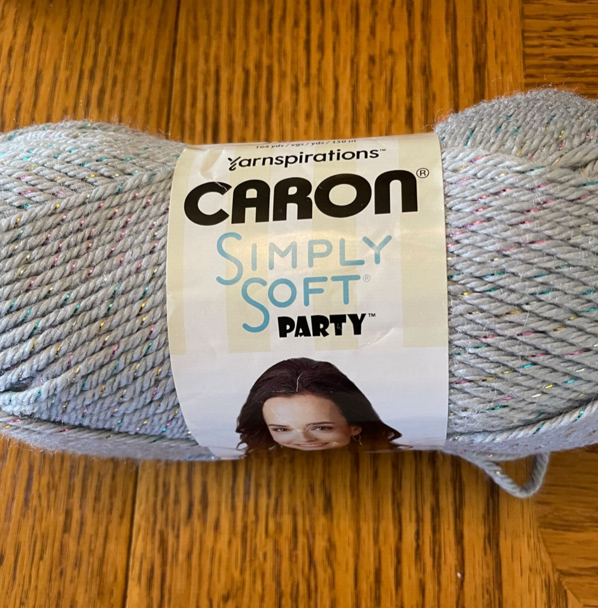 Caron Simply Soft Party Acrylic Yarn 3 oz 85gr color 08 Silver Sparkle