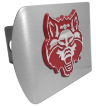 arkansas state red wolf with color brushed trailer hitch cover usa made - £62.92 GBP
