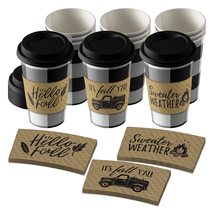 Live It Up! Party Supplies Disposable Coffee or Hot Chocolate Cups - Red and Bla - £12.02 GBP+