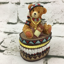 Vintage Price Products Teddy Bear Trinket Box Resin Southwest Native Themed - £11.86 GBP
