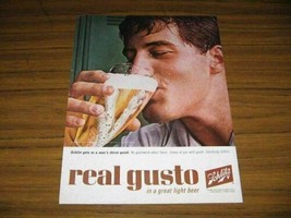 1964 Print Ad Schlitz Great Light Beer Man Drinks Glass of Beer - $10.75