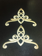 Silver Crown Celtic Knot Patches Embroidered Iron On Filigree Dress Lot 2 Pcs - £21.26 GBP
