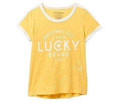 Lucky Brand T Shirt Eliosa Tee Top Girls 6X Yellow Summer Play Clothing Travel - £15.65 GBP