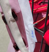 PINK DRESS WITH WINE TRIM SIZE SMALL CAPPED SLEEVES image 6