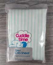 Vtg 80s 90s S-T Designs Cuddle Time Pastel Blue/Teal/White Striped Crib ... - $21.56