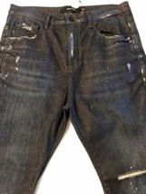 John John Men&#39;s Denim Ripped Paint Splatter Dark Blue Skinny Jeans Size ... - £78.34 GBP