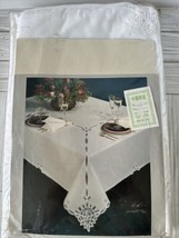 Vintage Exquisite Battenburg Lace Tablecloth Set White Cotton Oblong 64”x104” - £59.51 GBP