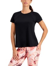 allbrand365 designer Womens Activewear Perforated Crewneck T-Shirt,Noir,X-Small - £19.03 GBP
