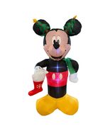 Mickey Mouse Inflatable with Stocking 6 Ft Airblown Gemmy Christmas Disney - $850.25 MXN