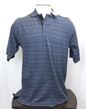 NWT New Men&#39;s Haggar Clothing Short Sleeve Blue Shades Stripe Polo Size Medium - £19.83 GBP