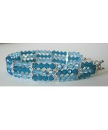 Handmade Swarovski Crystal Bracelet Genuine Swarovski Carribean Blue & - £28.54 GBP