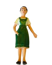 Plastic Bakelite Antique green dress mother mom farm Action Figure Toy vtg 1950s - £18.95 GBP
