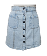 Light Blue Denim Button Front Mini Skirt Size XS - £19.75 GBP