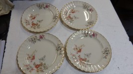 Vintage American Limoges Dinner Plates Set Of 4 Floral Bramble 3KGFE 22 K Gold - £21.81 GBP