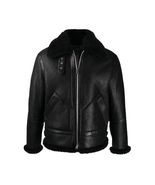 Mens Genuine Black Leather leder Jacket  Vintage Retro with Synthetic Fur - $290.15+