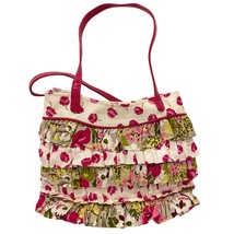 Vera Bradley Cha Cha Ruffle Tote Handbag Make Me Blush Pink Green Floral Bag - £27.74 GBP