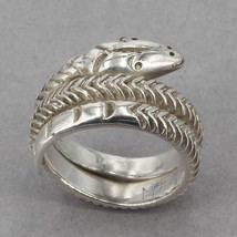 Vintage Signed Balderas Taxco Mexican Sterling Coiled Snake Wrap Ring Size 5.5 - £56.21 GBP