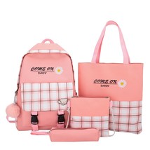 4pcs/set New Casual Canvas Kids Backpack Girls For Middle School Students Travel - £32.63 GBP