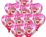 Set of 10 Heart Foil &#39;I Love You&quot; Balloons, Engagement Wedding Party Dec... - $16.82