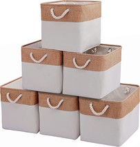 Large Cube Storage Baskets Organizer (10.5&quot; X 10.5&quot; X 11&quot;), Beige/Brown, 6 Pack - £37.56 GBP