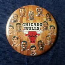 1991 Chicago Bulls NBA Champs Team Photo Button 3 1/2&quot; Pin Michael Jordan Pippen - £9.29 GBP