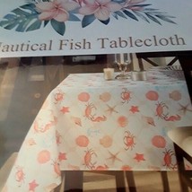 Gold Coast Nautical Fish Oblong Tablecloth 52 Inches X 70 Inches NEW - $14.47
