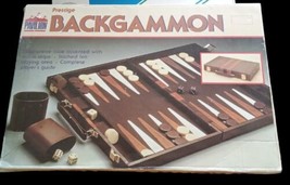 Pavilion Board Game Prestige Backgammon Brown Leatherette Case 1987 - £20.23 GBP