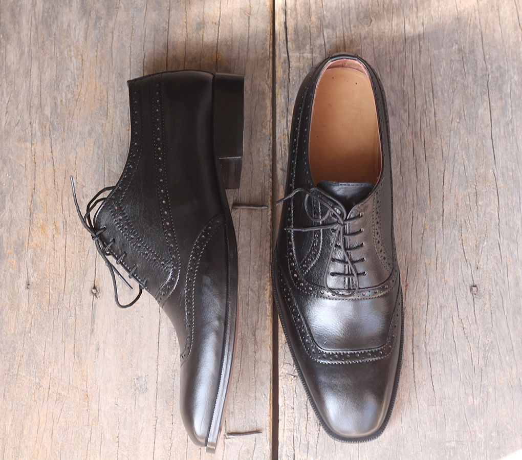 Handmade Men's Black Square Toe Leather Formal Shoes, Men Designer Dress Shoes