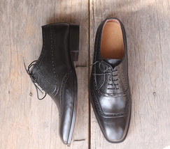 Handmade Men&#39;s Black Square Toe Leather Formal Shoes, Men Designer Dress... - £114.56 GBP+