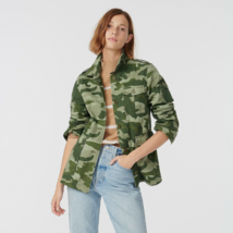 J.Crew Sz M Garment-Dyed Boyfriend Jacket Olive Camo Military-Inspired C... - £30.35 GBP