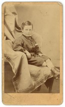 CIRCA 1880&#39;S CDV Dashing Young Boy in Suit Posing Chair Crawford Harrisburg OR - £7.46 GBP