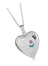 925 Sterling Silver Heart Photo Locket Pendant with 18 - £201.46 GBP
