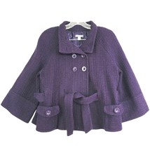 Apt. 9 Women’s Purple Jacket Size Petite Medium Tie Belt 3/4 Length Sleeve - £12.40 GBP