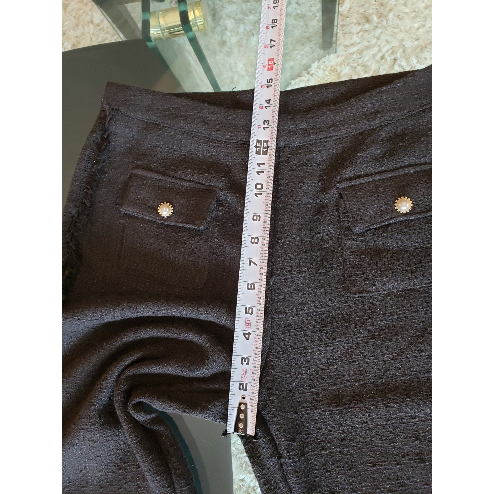 SHEIN Pants Womens Size 12 Black Polyester Pockets Back Zip Flat Front Wide Leg Item image 8