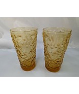 Anchor Hocking Crinkle Amber Glass Cup Tumbler Lot of 2 - $16.95