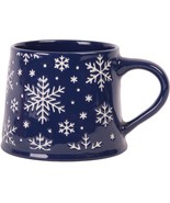 17oz Blue Full Color Mug W-Wht Wax Resist Snowflakes Design Set of 2 - £33.69 GBP