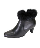 PEERAGE Venus Women Wide Width Leather Fur Collared Dress Booties - $99.95