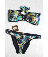 NWT Bond-Eye Australia Gorgeous Strapless Bandeau Floral Bikini Swim Sui... - £35.08 GBP