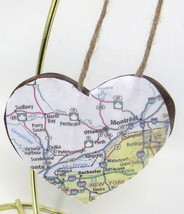 NY Canada Wood Heart 3&quot;  Rochester Montreal Christmas Ornament Love Your... - £7.10 GBP