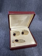 Vintage Speidel Silver Tone Cuff Links & Tie Bar Clasp with Hickok Box - $17.77