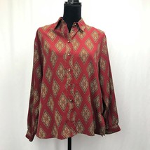 Women&#39;s Russ Red Button Up Formal Dress Shirt Size 12 - £10.16 GBP